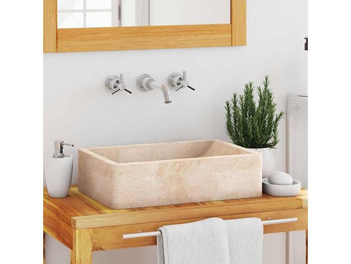 Vidaxl Evier 45x30x12 cm Marmor High -Gloss Cream -Coloured