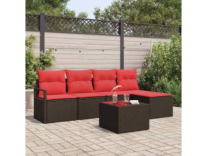 Ensemble de Canapés 6 pcs Marron et rouge polyrotin 3355023