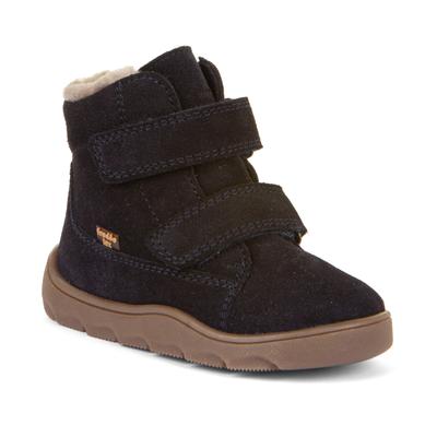 Barfußschuh FRODDO "ZERU TEX FURRY BAREFOOT", Damen, Gr. 30, Warmfutter, blau (dunkelblau), Veloursleder, Schuhe Barfußschuh, Klettstiefelette, Winterstiefel mit TEX-Ausstattung