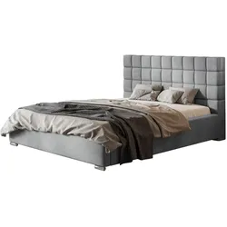 POLSTERBETT Porto mit Kopfteil, 120x200 cm, Doppelbett mit Bettkasten und Lattenrost aus Holz, Velourstoff Dunkelgrau