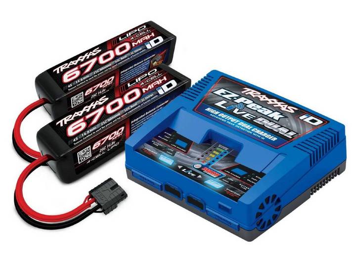 Traxxas RC-Buggy Traxxas Akku- und Ladegerät-Komplettset mit 2x 6700mAh LiPo-Akkus