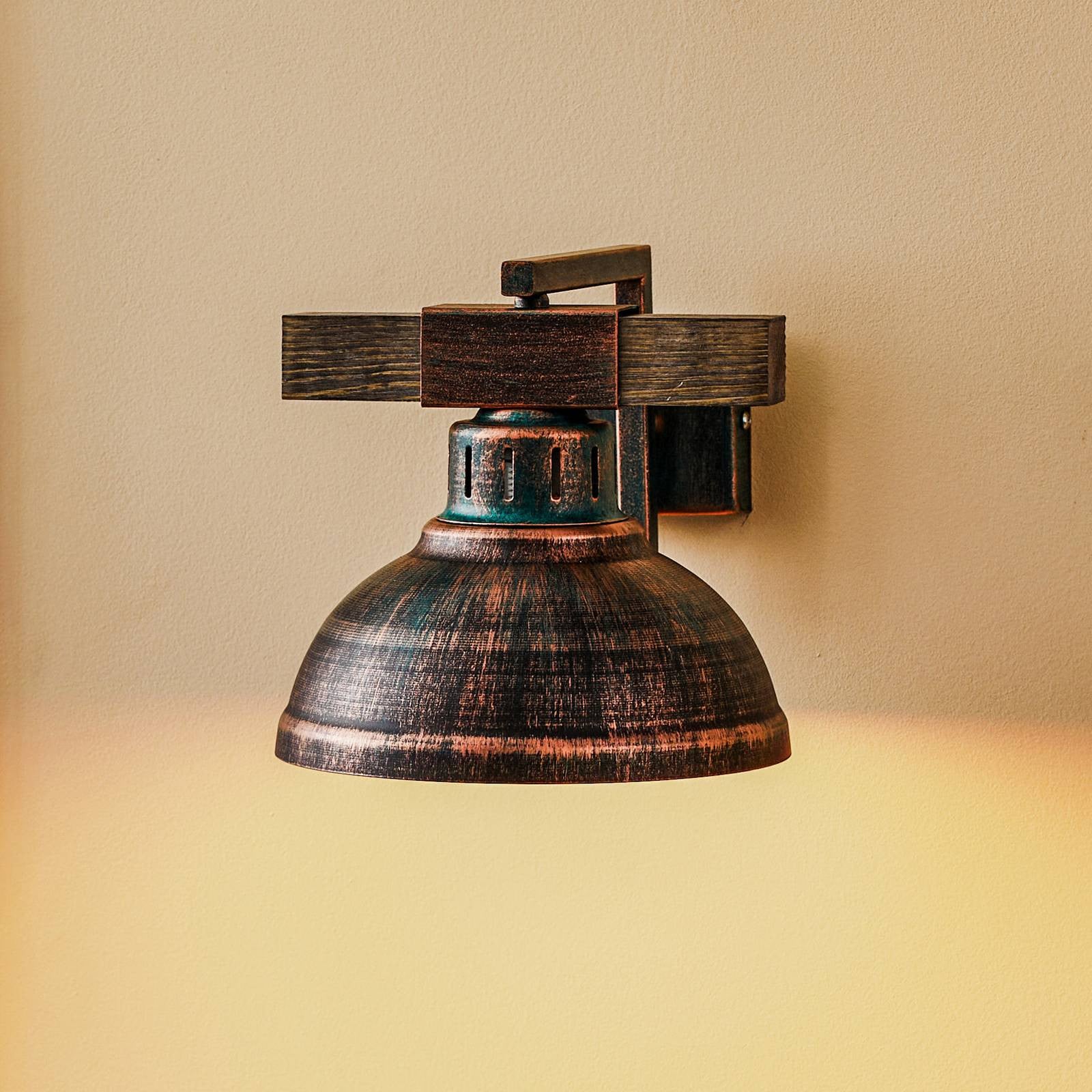 Luminex Wandlamp voor Woon- of Eetkamer, Rond, Bruin/Roest, Downlight