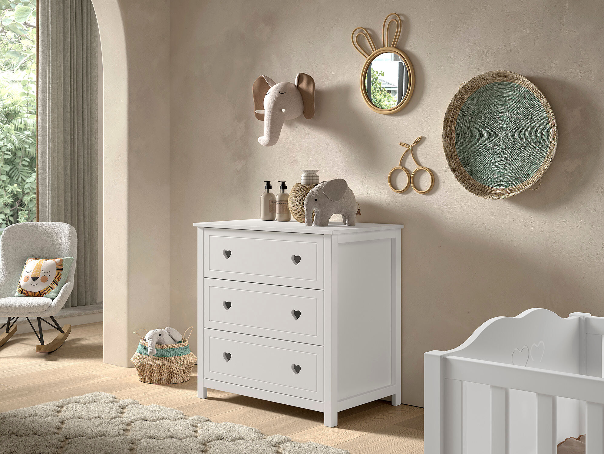 Kommode VIPACK "Amori, 3 geräumige Schubladen mit Soft-Close", weiss (weiß), B:90cm H:89cm T:55,5cm, MDF, Massivholz, Sideboards, Kommode, bieten viel Stauraum, weiss lackiert weiß B/H/T: 90cm x 89cm x 55,5cm, lackiert, 3 Stk.