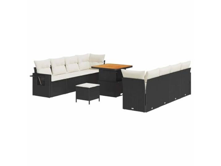 GHVBNMF Lounge Gartenmöbel Set mit Höhenverstellbarem Tisch 11-TLG Modulares Rattan Sitzelement mit integriertem Stauraum und Massivholz Akazientisch für Garten, Terrasse und Veranda.
