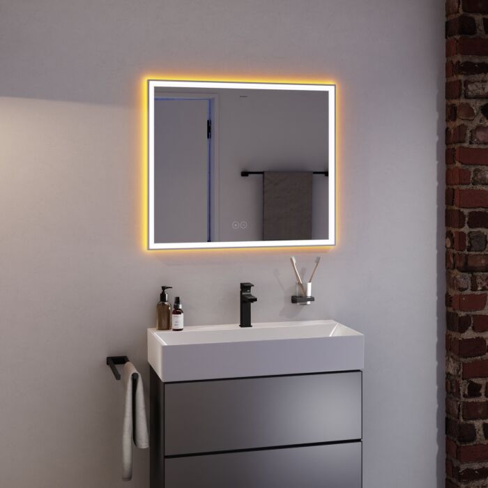 Hansgrohe Xarita E Spiegel 54987700 mit kapazitiven Berührungssensor, 800 x 700 x 50 mm, weiß matt