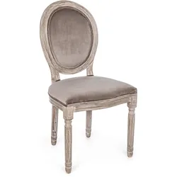 Stuhl Mathilde, Samtbezug und Birkenholz, klassischer Barockstil, taupe, gepolstert