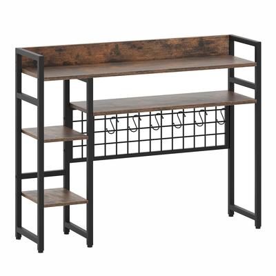 COSTWAY Schreibtischregal, mit 4 Ablagen & 6 Haken, Organizer, 94x25x73,5cm, Braun
