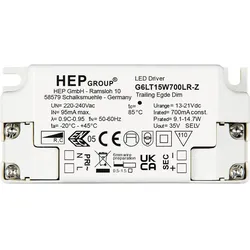 LED Netzgerät HEP DIM CC G6LT15W350LR-Z (CC, DC), stromkonstant, dimmbar, IP20 D-862266