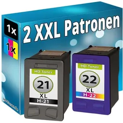 Druckfuxx, Druckerpatrone, 2x PATRONEN für HP 21+22-XL DESKJET F335 F340 F370 F380 F4100 F4140 F4172 F4180