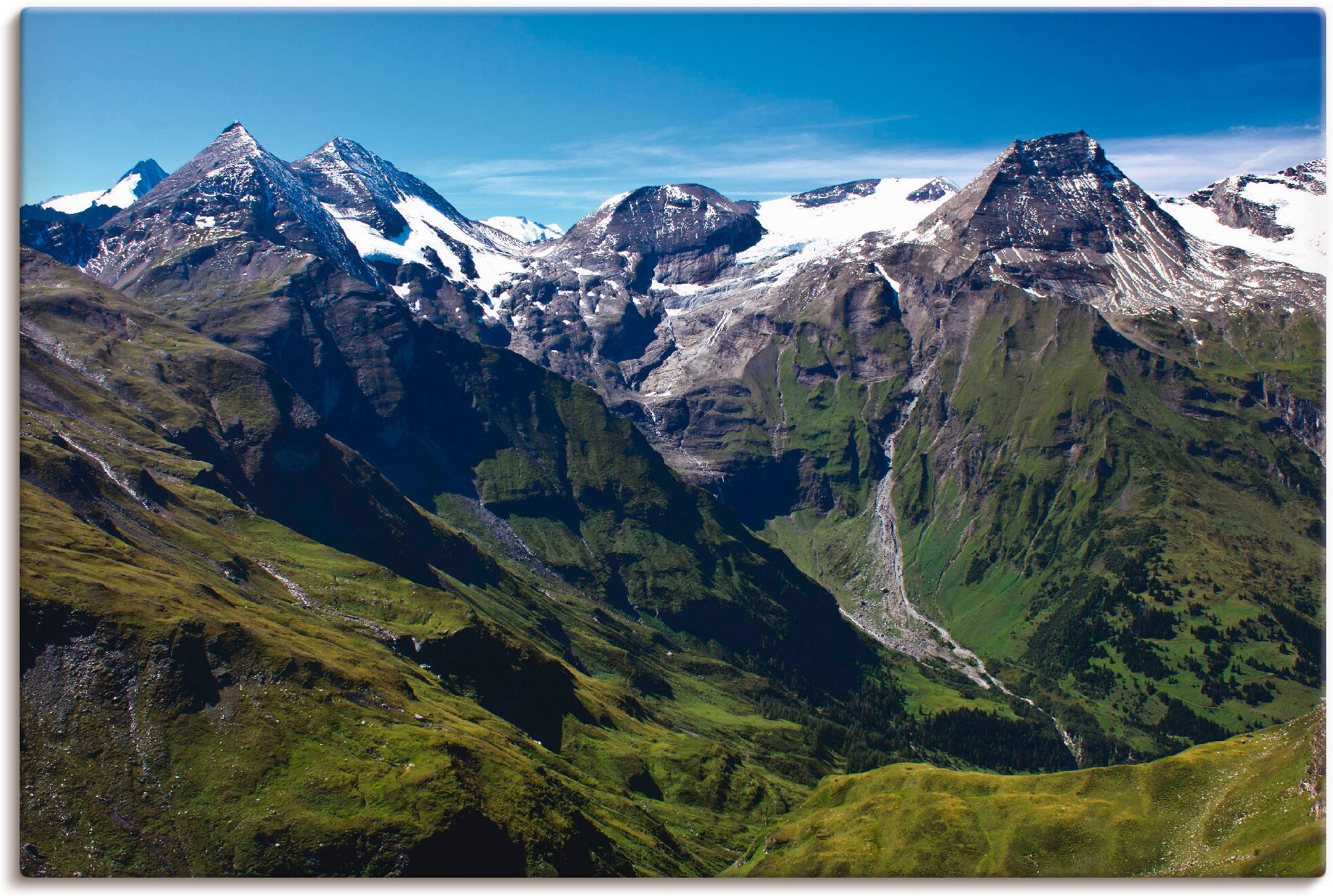 Wandbild ARTLAND "Berge rund um den Grossglockner", beige (farbe bild(er): naturfarben), B:90cm H:60cm, Bilder, Wandbild, als Leinwandbild, Poster in verschied. Grössen farbe bild(er): naturfarben B/H/T: 90cm x 60cm, Leinwandbild Berge Querformat, 1 Stk.