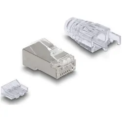 Delock RJ45 Modularer Stecker mit gebogener Rastnase Cat.6 und Knickschutztülle 50er Set (Netzwerkkabel Stecker), Zubehör Netzwerk