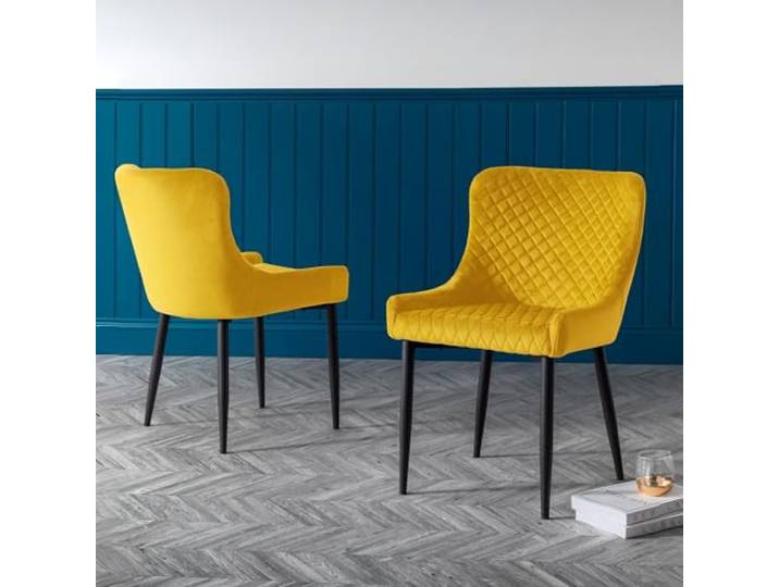 Julian Bowen Luxe Esszimmerstuhl, 2 Stück, senffarben Moderne gepolsterte Küchenstühle für Esszimmer, gepolsterter Küchenstuhl