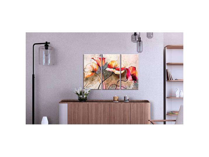 Tableau déco Coquelicots dans le vent Lin Beige 90 x 60cm