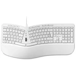 MediaRange Tastatur ergonomisch weiss kabelgebunden/124 Tasten/Scrollrad (DE, Kabelgebunden), Tastatur, Weiss