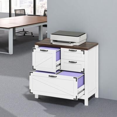 VIVIADORE 4 Drawer File Cabinet with Storage,Lateral Filing Cabinet with Large File Drawer & Office Supply Drawers