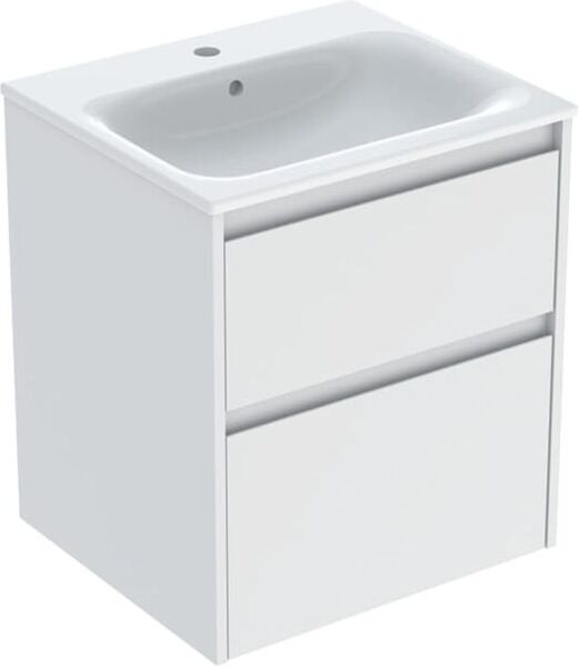 Geberit Renova Plan Möbel-Waschtisch-Set 504038001 Breite 55cm, Korpus/Front weiß / lackiert seidenmatt, Waschtisch weiß