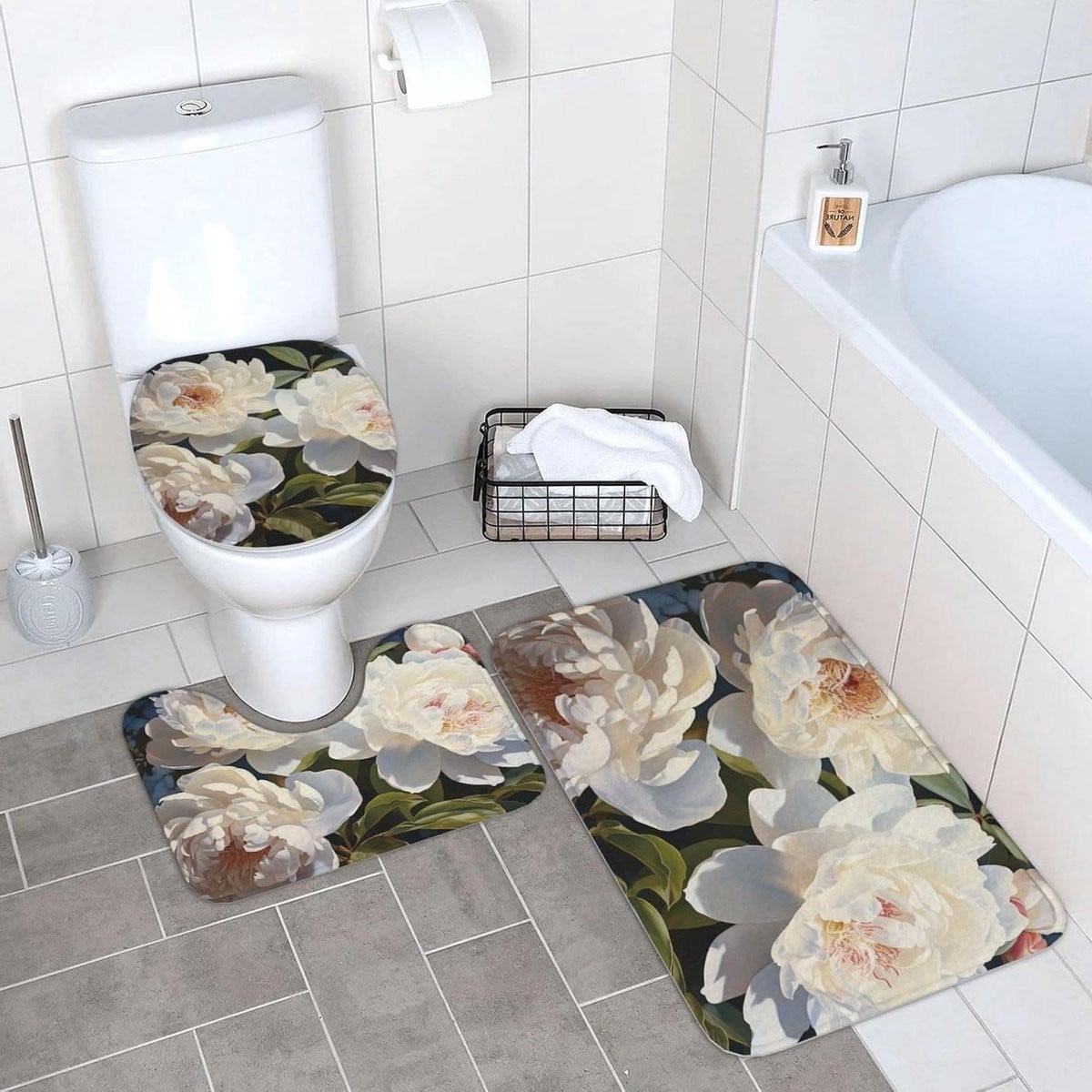 3-delige witte badmat set met super absorberende vloermatten voor jouw badkamer