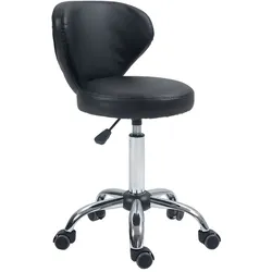 STILVORA Arbeitshocker Rollhocker höhenverstellbar 88x54x45 cm mit Rückenlehne 360 Grad drehbar 5 Rollen Kunstlederbezug ergonomisch