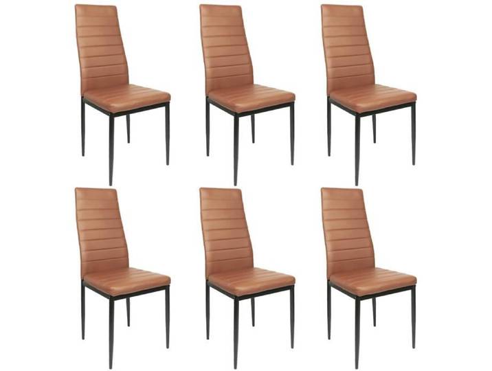 OHMG- CHAISE- 6× chaises de salle à manger horizontales marron