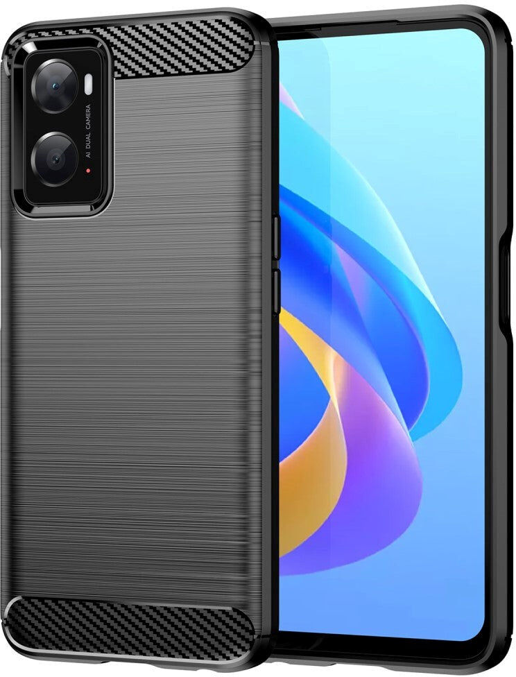 INCOVER OPPO A76 / Realme 9i Brushed Carbon Bagside Cover - Sort