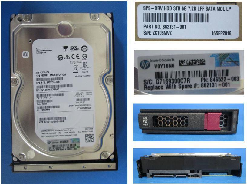 Hpe Sps-Drv Hdd 3Tb 6G 7.2K Lff Sata Mdl Lp (862131-001)