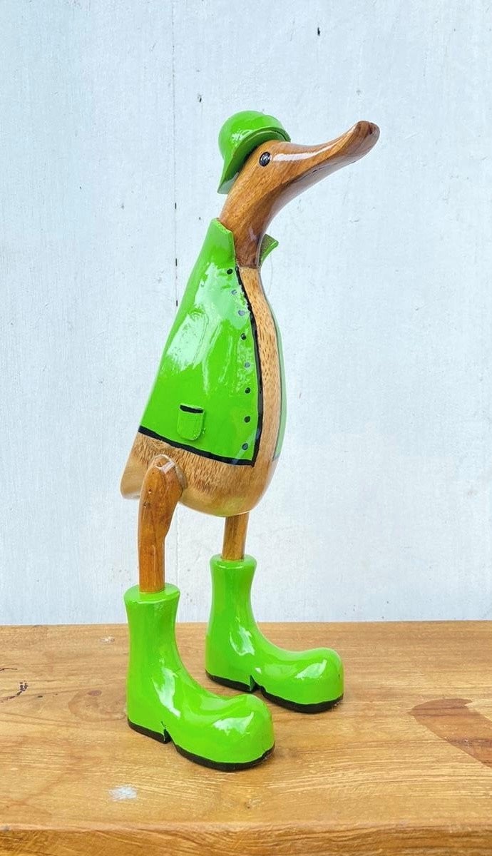Houten eend Robert L regenjas groen voor volwassenen