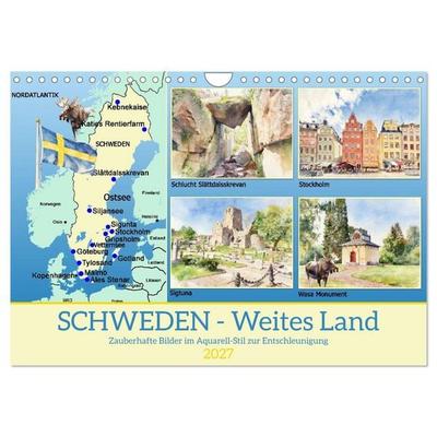 Schweden - Weites Land (Wandkalender 2027 DIN A4 quer), CALVENDO Monatskalender
