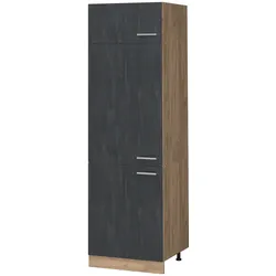 Vicco Kühlumbauschrank R-Line Schwarz Beton Eiche 60 cm