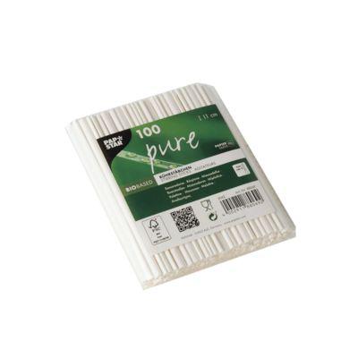 Rührstäbchen Papstar Pure, Einweg, L 110 mm, FSC®-zertifiziertes Papier, weiß, 100 Stück
