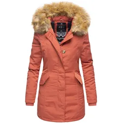 MARIKOO Damen edler Wintermantel Parka mit Kunstfellkapuze Karmaa