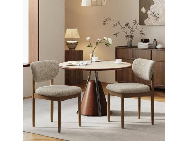MALOL Moderner Esszimmerstuhle 2er Set, Küchenstuhle mit breiter Rückenlehne und Dicker Polsterung, Massivholz Stühle Esszimmer, Sitzstuhl für Küche Wohnzimmer Haushalt & Café, Kamel