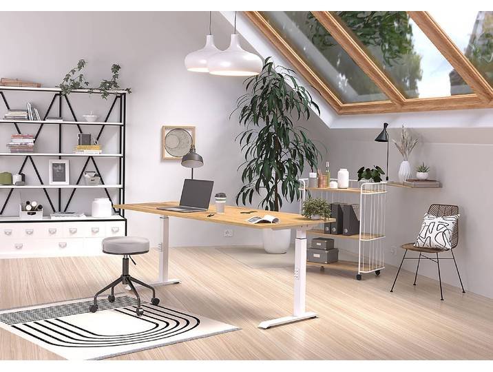 Bureau réglable Downey 180cm Marron/Imitation chêne/Blanc