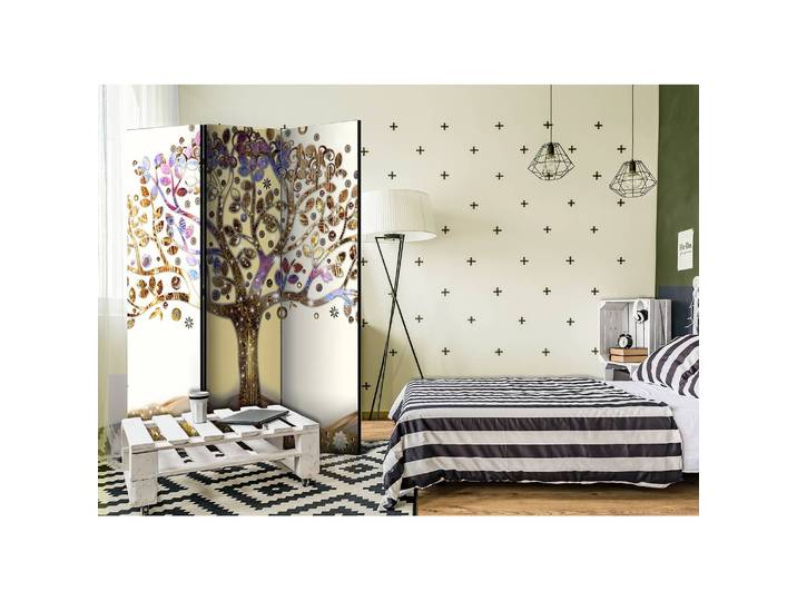 Paravent Golden Tree Polaire Marron 135 x 172 x 3cm 3 éléments
