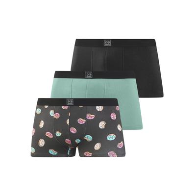 Boxer JOHN DEVIN "Boxershorts für Herren", Herren, Gr. L (6), 3 Stk., bunt (donut, bedruckt, mint, schwarz), Jersey, Obermaterial: 95% Baumwolle, 5% Elasthan, bedruckt, unifarben, Unterhosen, aus weichem Jersey-Material, 3er-Pack, teils lustig bedruckt