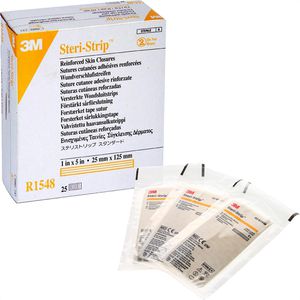 3M Wundnahtstreifen Steri-Strip R1548 steril, 100 Streifen, sensitiv, atmungsaktiv, 25 x 125mm