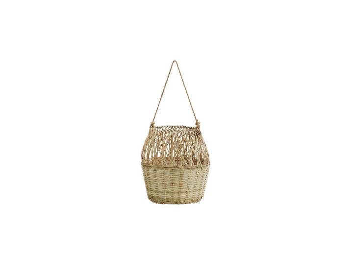 Lanterne en bambou beige, avec verre, suspendable, à poser, matér