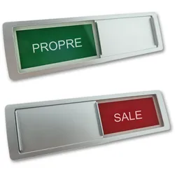 CombiCraft Schiebeschild "Propre-Sale" in einem silberfarbenen Kunststoffschiebeprofil ca. 178x50mm