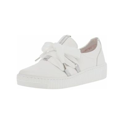 Sneaker GABOR "Gabor Sneaker Leder", Damen, Gr. 38, silber (weiß, silber), Leder, Schuhe Sneaker