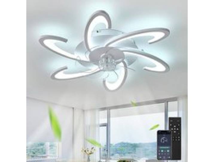 Silencieux Led Ventilateur Plafond Avec Lumiere Dimmable Lustre Plafonnier Ventilateur Moderne Design 6 Vitesses Télécommande