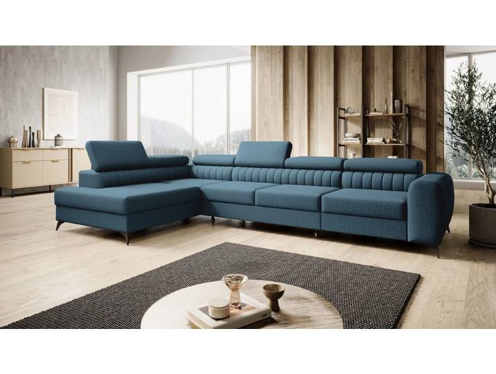 Muffo Ecksofa Piero maxi, mit Schlaffunktion und Bettkasten, Verstellbare Kopfstützen