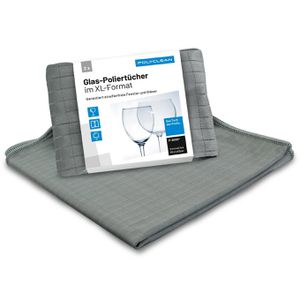 Polyclean Fenstertuch Glas-Poliertuch XL-Format, 2 Stück, Mikrofasertuch, 40 x 50 cm
