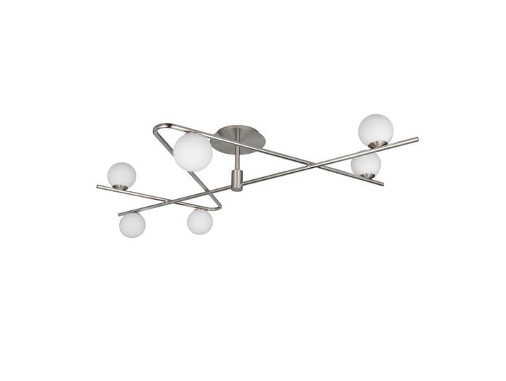 Trio Leuchten Deckenleuchte, Weiss, Chromfarben, Nickelfarben, Metall, Glas, 28x73.5x120 cm, Lampen & Leuchten, Innenbeleuchtung, Deckenlampe, Deckenlampen