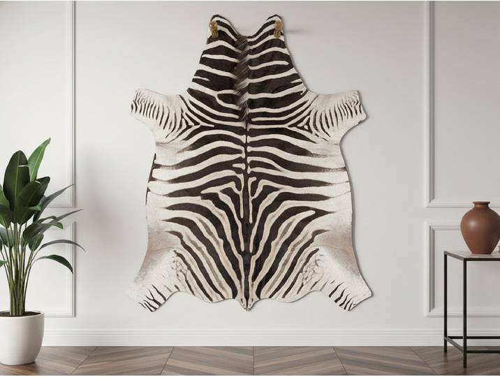 Tapis effet peau de bête ZELIE motif zèbre