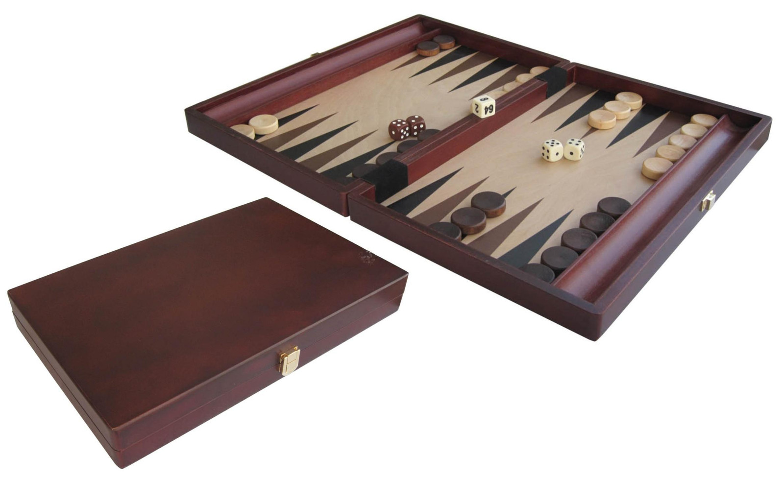 Hot Games Backgammon-set in bruin hout, 35 x 23 cm, met HOT-stenen