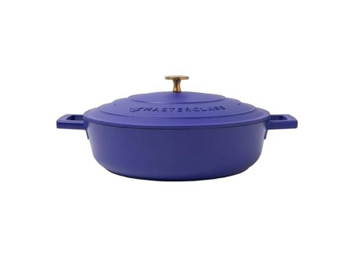 MasterClass Gegoten aluminium elektrische blauwe ondiepe braadpan schotel, 28cm, 4 liter, geschenkdoos