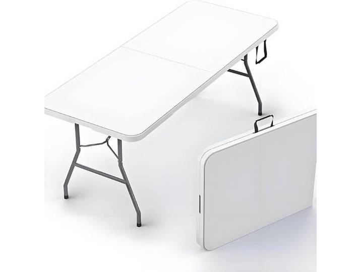 Table pliante de jardin 180 cm rectangulaire en acier - 8 personnes pliable et imperméable
