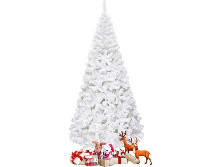 COSTWAY 240cm Künstlicher Weihnachtsbaum mit 1138 Spitzen, PVC Nadeln & Metallständer, Tannenbaum, Christbaum ideal für Zuhause, Büro & Geschäfte, weiß