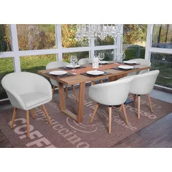 6er-Set Esszimmerstuhl Vaasa T633, Stuhl Küchenstuhl, Retro 50er Jahre Design ~ Kunstleder, weiß