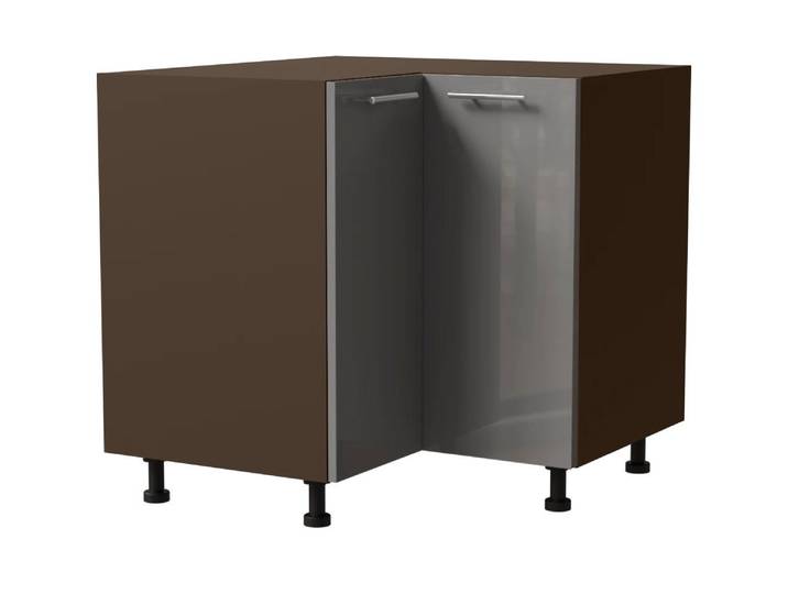 Feldmann-Wohnen Eckschrank Essen (D12/90, 2 Türen, 1-St., moderne Optik, Acrylfronten mit Glaseffekt) 90x90x82cm lava - grau Hochglanz (ES-D12/90)