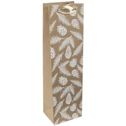 5x Sigel, Geschenkverpackung, Geschenktüte für Flaschen Tannenzapfen und Tannenzweige (1x)